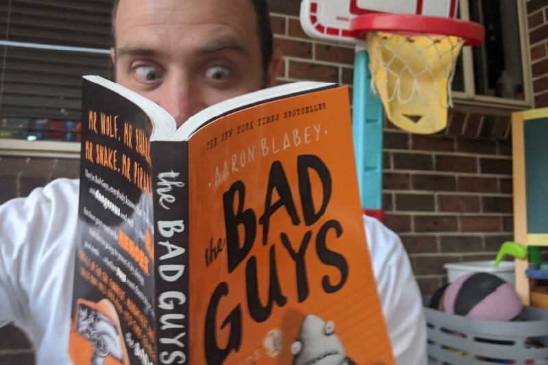 Kids' book reviews. Andrew Dittmer reading The Bad Guys